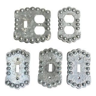 Vintage 1960s Metal Light Switch Plates With Bubble Motif – Set of 5 For Sale