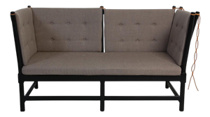 Black Spoke-Back Sofa in Grey Fabric by Børge Mogensen, 2000s