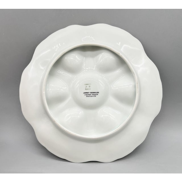 Ceramic Vintage Limoges Jammet-Seignolles Oyster Plate With Seafood Motifs — French Coastal / Nautical / Traditional For Sale - Image 7 of 9
