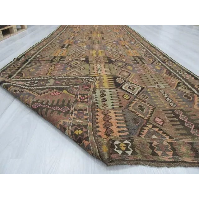 Handwoven Vintage Turkish Kilim Rug - 61" x 159" For Sale In Los Angeles - Image 6 of 6