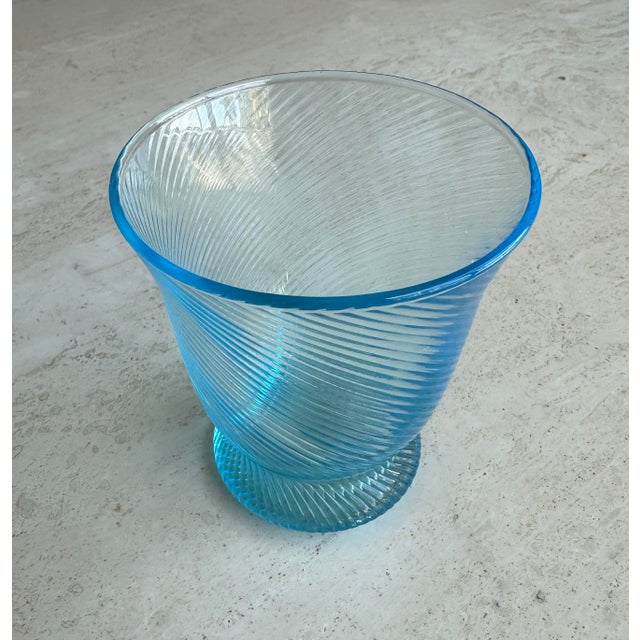 Shabby Chic Blue Pheasant "Pierre" Turquoise Tumbler Glass Hand Blown For Sale - Image 3 of 6