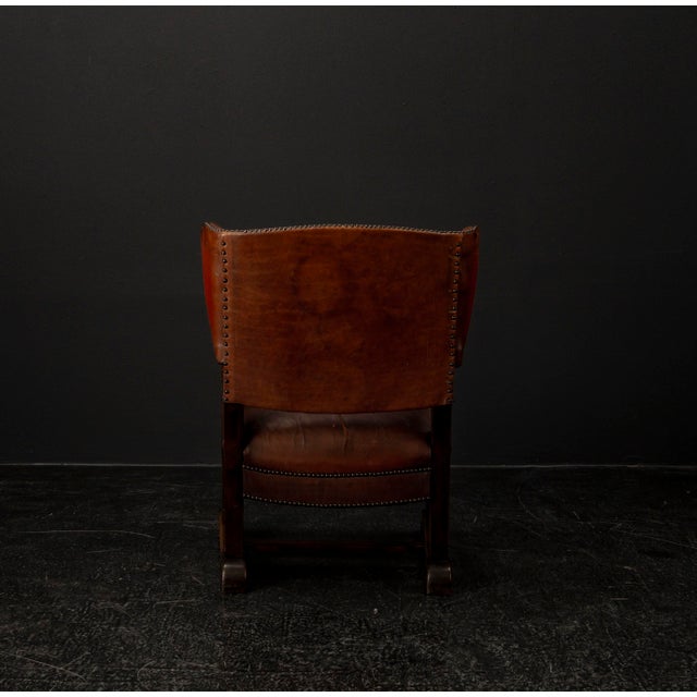 Vintage Leather Chimney Armchair 1920s For Sale - Image 9 of 18