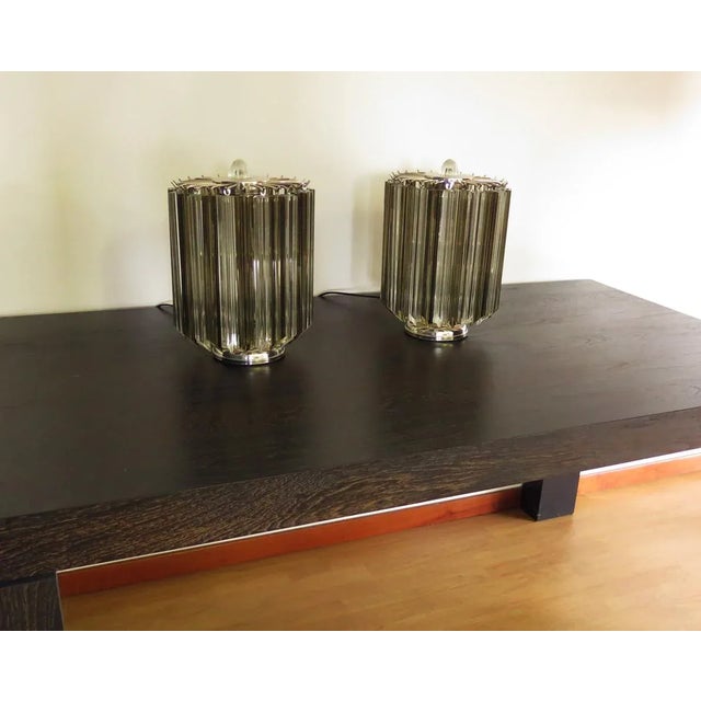 Vintage Italian Glass Quadriedri Table Lamps, 1981, Set of 2 For Sale - Image 11 of 13