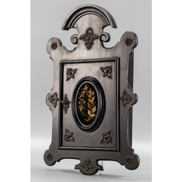 Small Louis Philippe Black Wooden Wall Hanging Key Cabinet, 1890s For Sale - Image 9 of 18