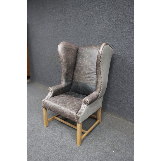 Restoration Hardware–Attributed Wingback Chair For Sale - Image 4 of 11
