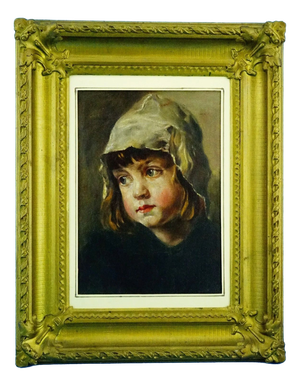 Gustave Lino, Portrait of a Child, 1890s, Oil on Canvas, Framed