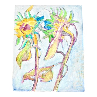 "Sunflowers" Contemporary Drawing For Sale
