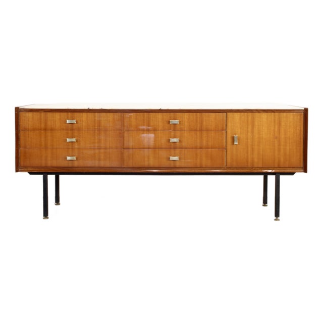 Italian Teak, Carrara Marble and Brass Sideboard from Cantu, 1960s For Sale