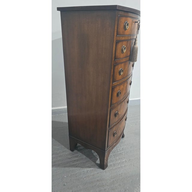 Hollywood Regency Tall Regency Mahogany Bow Front Chest of Drawers, 1910s For Sale - Image 3 of 15