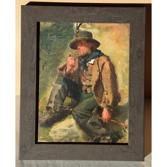 Rudolf Schick 1840 Berlin – 1887 ibid. ‘Pipe-smoking Mountain Farmer’ (probably Italy) Oil on canvas, mounted on...