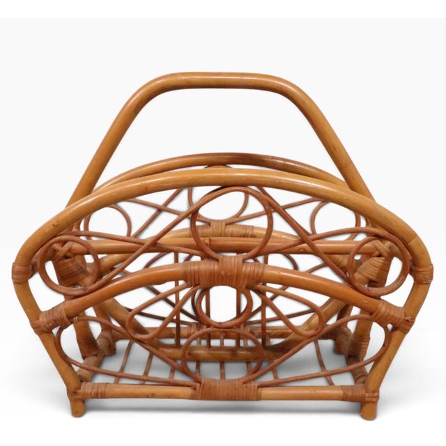 Wood Mid 20th Century Bamboo Magazine Rack For Sale - Image 7 of 9