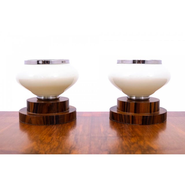 Wood Art Deco Lamps, Poland, 1950s, Set of 2 For Sale - Image 7 of 7