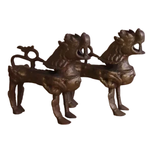 Pair of Brass Temple Dogs
