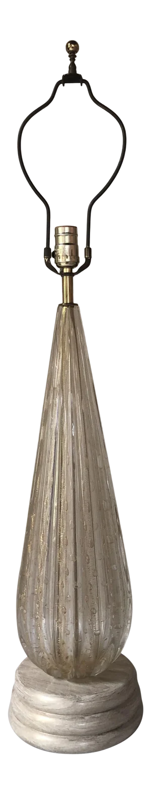 Gold Fleck Barovier and Toso Murano Glass Lamp Circa 1950