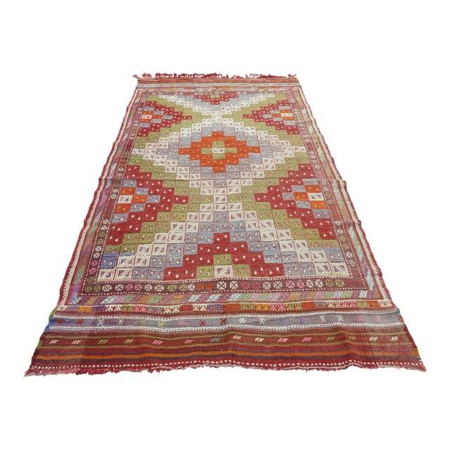 Vintage Fethiye Flat Weave Rug For Sale