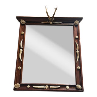 Antique Black Forest Roe Deer Antlers and Borrows Wall Mirror For Sale