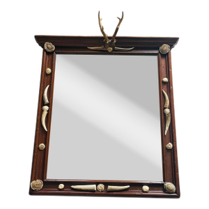 Antique Black Forest Roe Deer Antlers and Borrows Wall Mirror