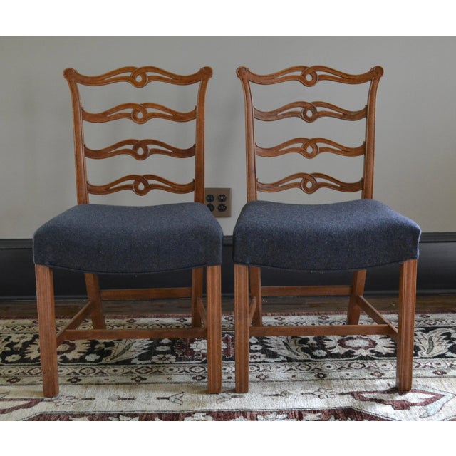 Wood Early 20th Century English Oak Chippendale Style Ribbon Back Dining Chairs - Set of 12 For Sale - Image 7 of 14