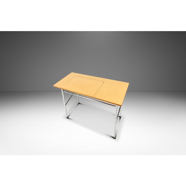 Chrome Mid-Century Modern Industrial Writer's Desk / Computer Desk W/ Adjustable Height Desk Top in Chrome & Metal, Usa, C. 1970s For Sale - Image 8 of 18