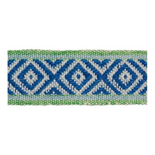 Sample - Schumacher Larson Handwoven Tape in Blue & Green For Sale