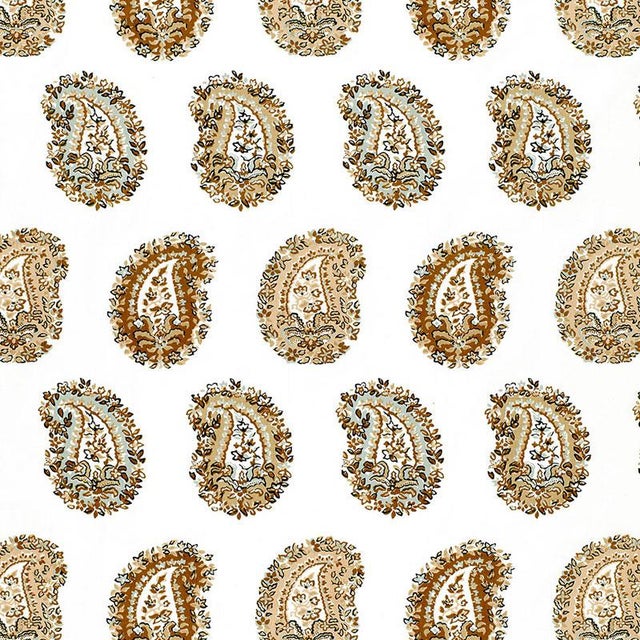 Sample- Schumacher Arklow Paisley Fabric in Stone For Sale