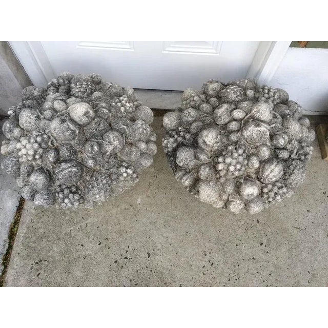 1950s Monumental Stone Fruit & Flower Baskets - Pair For Sale - Image 5 of 12
