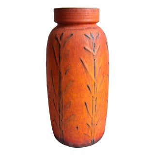 Vintage Ceramic Vase in Orange by Scheurich, 1970s For Sale