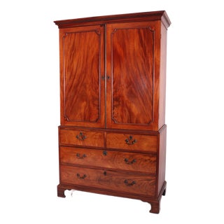 George III Mahogany Linen Press For Sale