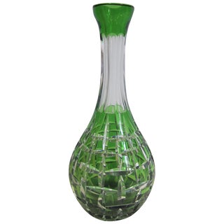 Val St. Lambert Style Bohemian Emerald Green Crystal Decanter For Sale