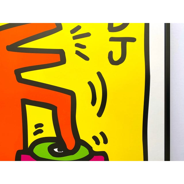 作者不詳　lithograph サインあり Keith Haring Estate Vintage 1998 Lithograph Print Framed Pop