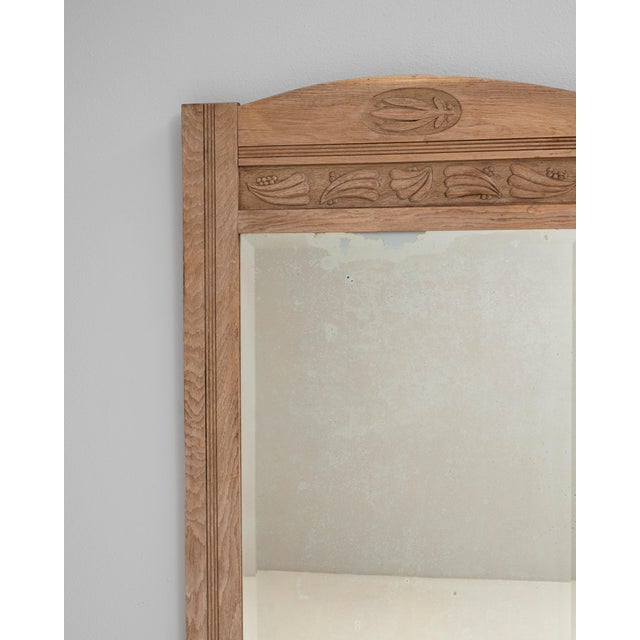 1900s Belgian Oak Mirror With Carved Details For Sale - Image 12 of 18