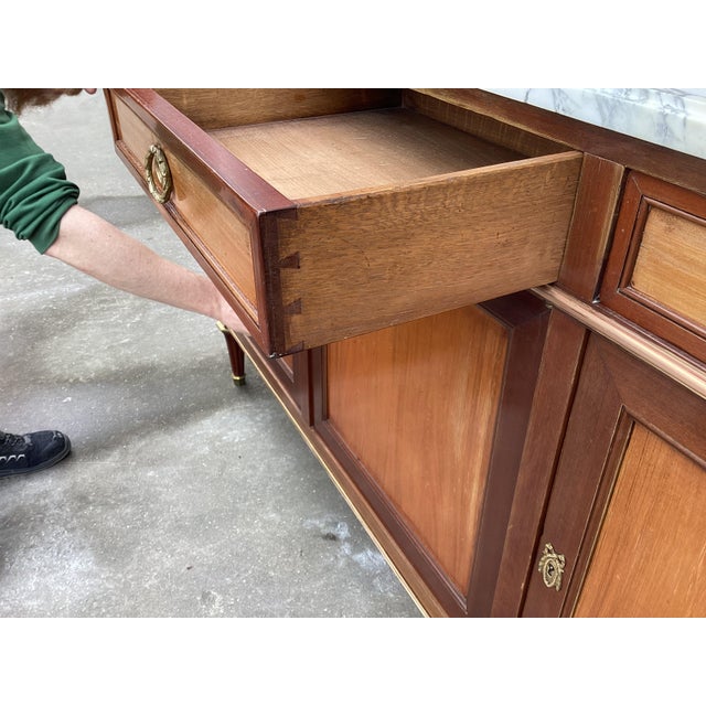 French Louis XVI-style Credenza W/Carrara Marble Top For Sale In New York - Image 6 of 9