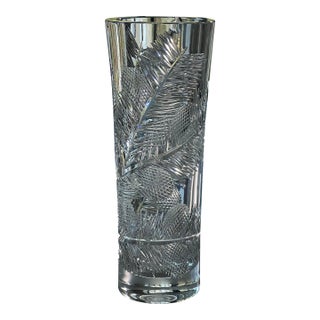 1970s Josef Pravec Large Cut Glass Vase For Sale