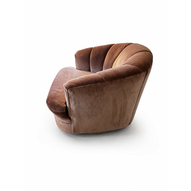 Textile Vintage 1970s Handcrafted Charles Schneider Mid Century Modern Channel Back Swivel Chair For Sale - Image 7 of 12
