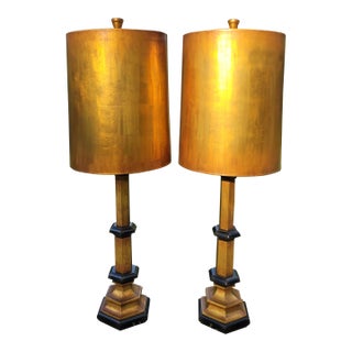 1960s Oversized Rembrandt Reflector Lamps With Metallic Copper Shades For Sale