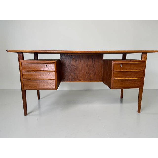Mid-Century Modern Vintage Danish Teak Executive Desk by Peter Løvig Nielsen, 1973 For Sale - Image 3 of 18