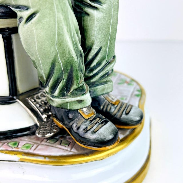 Vintage Ceramic Sculpture of Barber from Capodimonte, Italy, 1950s For Sale - Image 13 of 18