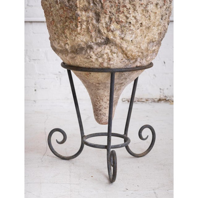 Antique Italian Earthenware Vessel on Iron Stand For Sale - Image 11 of 12