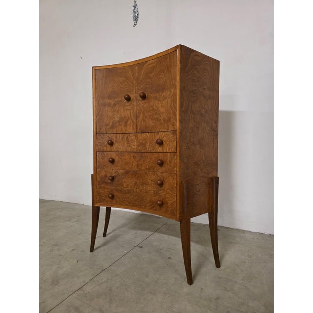 Art Deco Curved Burl Cabinet, 1930s For Sale - Image 4 of 18