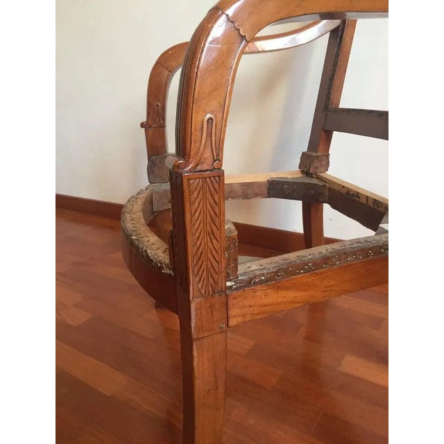 Set of 19th Century French Empire Cherry Wood Armchairs For Sale - Image 6 of 9
