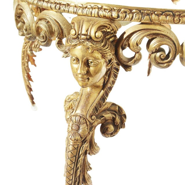 Rococo Table in Gilded Bronze with Marble Top, 1800s For Sale - Image 4 of 16