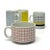 Vintage Grid Mugs, group of 4 An eclectic set of vintage ceramic mugs with assorted multicolored grid patterns. The set...