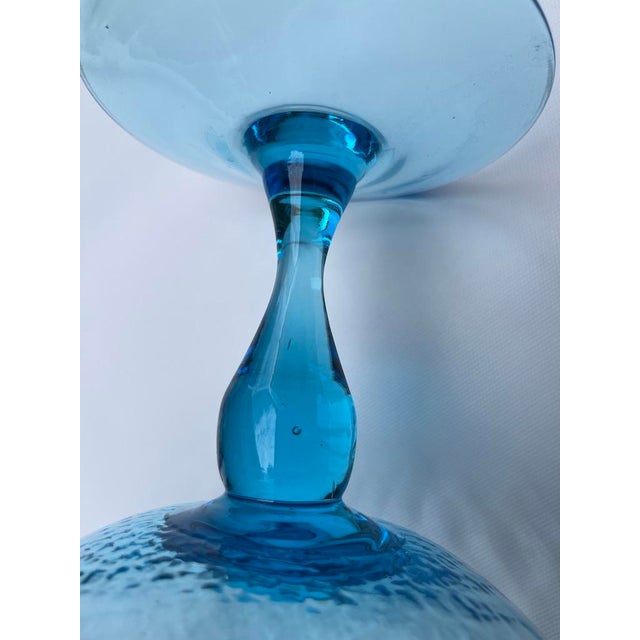 Blue Vintage Blue Glass Footed Vase For Sale - Image 8 of 8