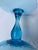 Blue Vintage Blue Glass Footed Vase For Sale - Image 8 of 8