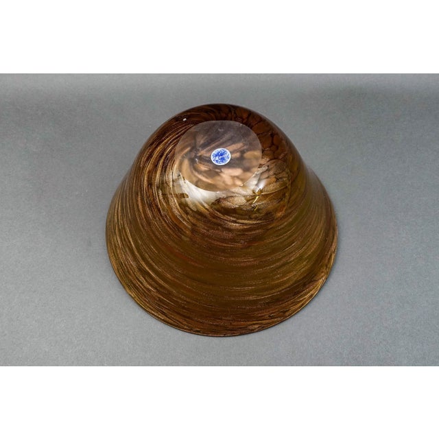 Glass Mid 20th Century Cristalleria Stile d'Arte Murano Aventurine Swirl Art Glass Centerpiece Bowl For Sale - Image 7 of 10
