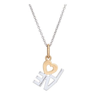 Tiffany & Co Diamond Love Pendant & Necklace 18k White Gold Signed Jewelry For Sale