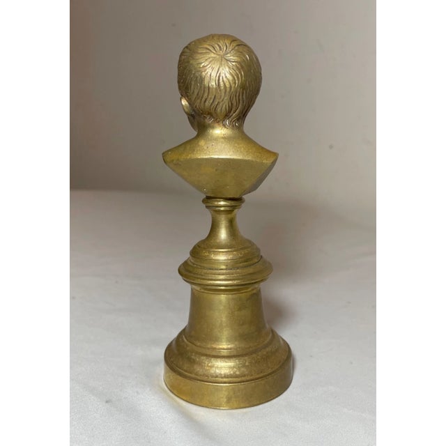 Antique 19th Century Solid Heavy Gilt Bronze Baby Child Bust Statue Sculpture For Sale - Image 9 of 11