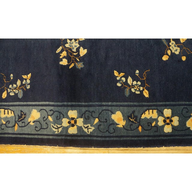 Navy Blue 1920s Navy Blue Floral Oriental Antique Chinese Peking Small Rug 3' X 5' 10'' For Sale - Image 8 of 10