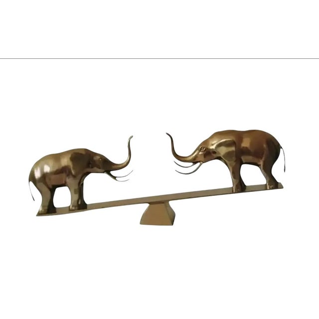 Dolbi Cashier Large Brass Elephants on Seesaw Sculpture ~ Circa 1980s For Sale - Image 9 of 9