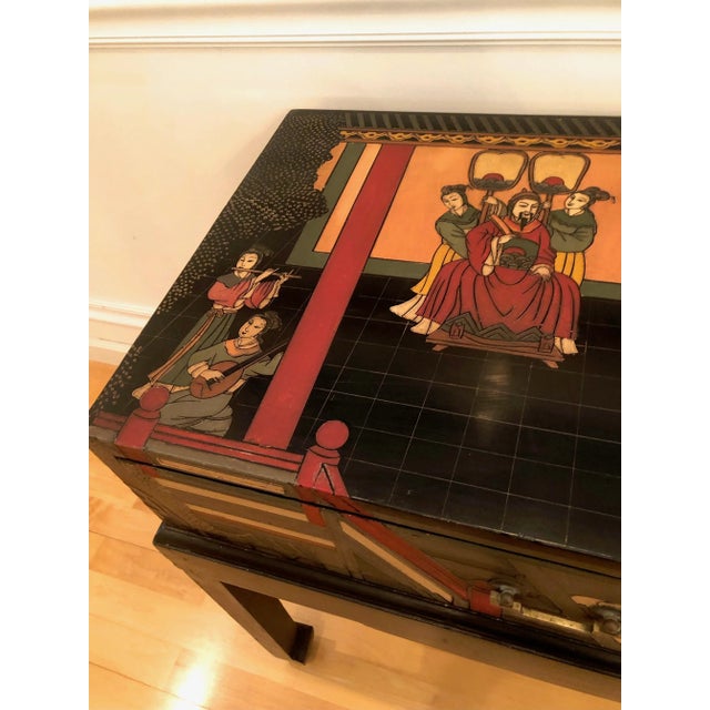 Chinoiserie Chinoiserie Console Table Black Lacquerware Early20C For Sale - Image 3 of 10